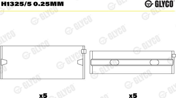 Glyco H1325/5 0.25mm - Main Bearings, crankshaft parts5.com