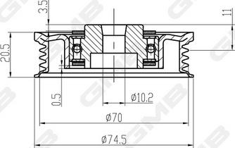 GMB GT60460 - Vratná / vodiaca kladka rebrovaného klinového remeňa parts5.com