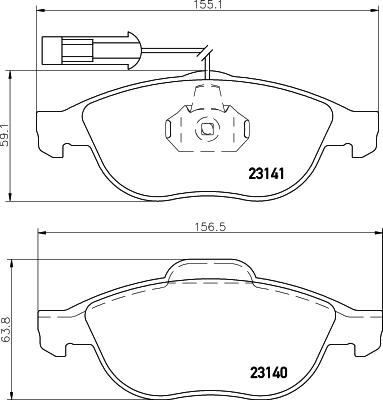 HELLA 8DB 355 008-421 - Juego de pastillas de freno parts5.com