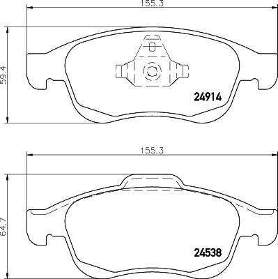 HELLA 8DB 355 014-791 - Sada brzdových destiček, kotoučová brzda parts5.com