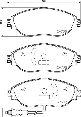 HELLA 8DB 355 015-921 - Juego de pastillas de freno parts5.com