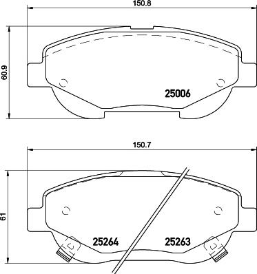 HELLA 8DB 355 015-691 - Komplet kočnih obloga, disk kočnica parts5.com