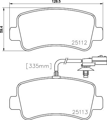 HELLA 8DB 355 015-301 - Komplet pločica, disk-kočnica parts5.com