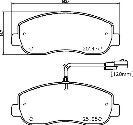 HELLA 8DB 355 015-291 - Komplet pločica, disk-kočnica parts5.com