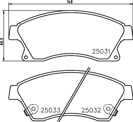 HELLA 8DB 355 015-231 - Sada brzdových platničiek kotúčovej brzdy parts5.com