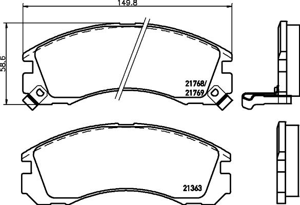 HELLA 8DB 355 016-531 - Sada brzdových platničiek kotúčovej brzdy parts5.com