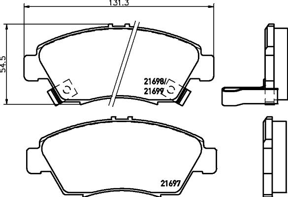 HELLA 8DB 355 016-521 - Zestaw klocków hamulcowych, hamulce tarczowe parts5.com