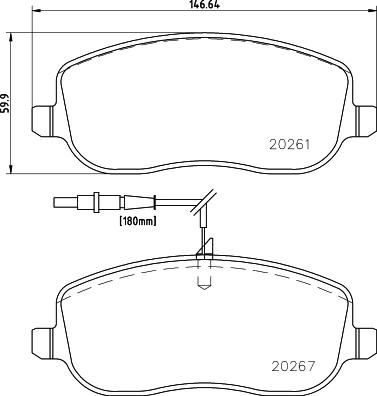 HELLA 8DB 355 010-501 - Komplet zavornih oblog, ploscne (kolutne) zavore parts5.com