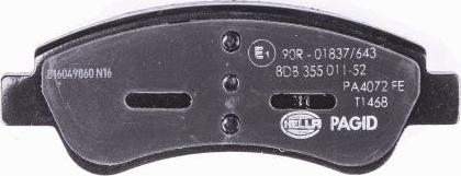 HELLA 8DB 355 011-521 - Brake Pad Set, disc brake parts5.com