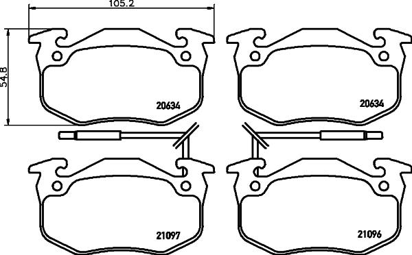 HELLA 8DB 355 018-941 - Bremsbelagsatz, Scheibenbremse parts5.com