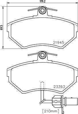 HELLA 8DB 355 018-451 - Juego de pastillas de freno parts5.com