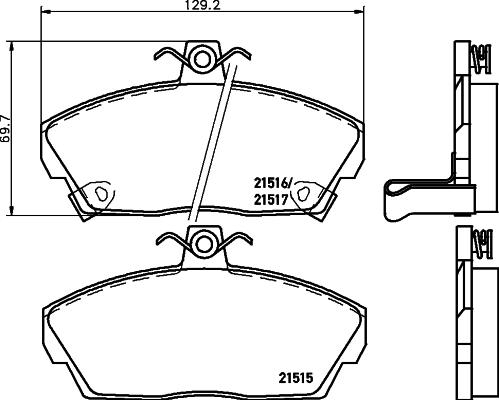 HELLA 8DB 355 018-031 - Тормозные колодки, дисковые, комплект parts5.com