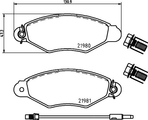 HELLA 8DB 355 019-301 - Juego de pastillas de freno parts5.com