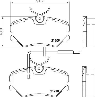 HELLA 8DB 355 017-741 - Тормозные колодки, дисковые, комплект parts5.com