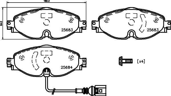 HELLA 8DB 355 020-191 - Bremsbelagsatz, Scheibenbremse parts5.com