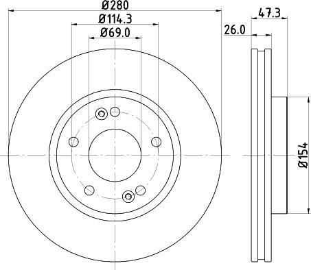 HELLA 8DD 355 129-711 - Disque de frein parts5.com