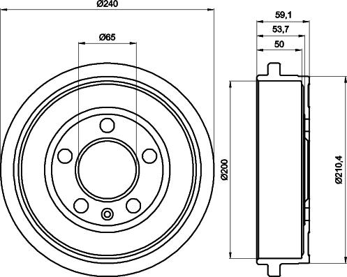 HELLA 8DT 355 300-371 - Спирачен барабан parts5.com