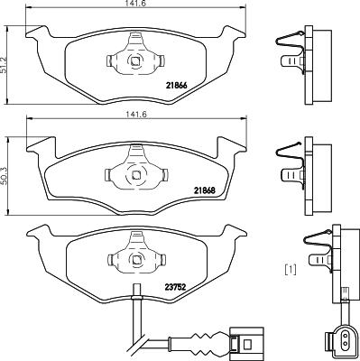 HELLA PAGID 8DB 355 009-801 - Sada brzdových platničiek kotúčovej brzdy parts5.com