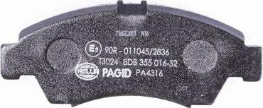 HELLA PAGID 8DB 355 016-521 - Zestaw klocków hamulcowych, hamulce tarczowe parts5.com