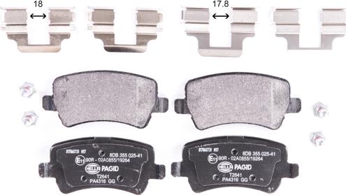 HELLA PAGID 8DB 355 025-411 - Komplet zavornih oblog, ploscne (kolutne) zavore parts5.com