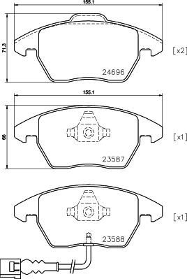 HELLA PAGID 8DB 355 023-161 - Sada brzdových destiček, kotoučová brzda parts5.com