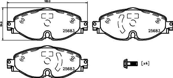 HELLA PAGID 8DB 355 023-171 - Bremsbelagsatz, Scheibenbremse parts5.com