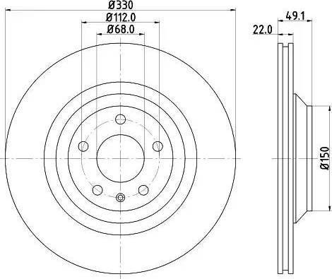 ATE 24.0322-0223.1 - Brake Disc parts5.com