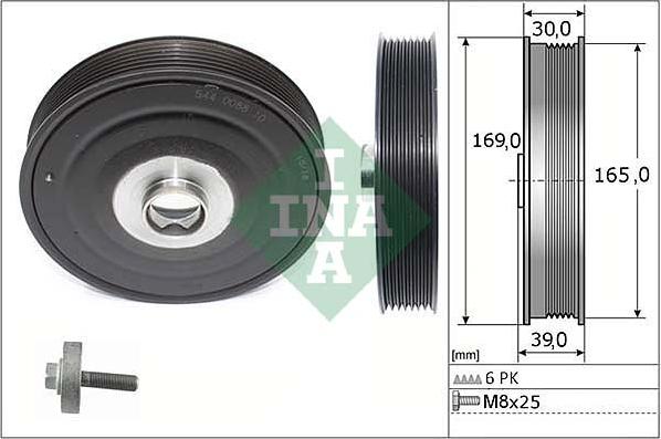 INA 544 0088 20 - Ремъчна шайба, колянов вал parts5.com