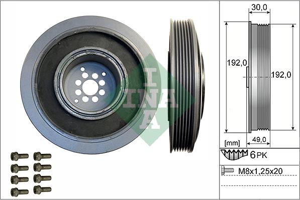 INA 544 0102 20 - Koło pasowe, wał korbowy parts5.com