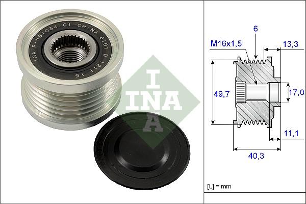 INA 535 0093 10 - Pulley, alternator, freewheel clutch parts5.com