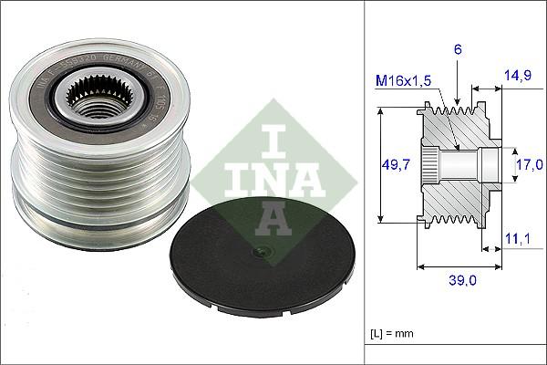 INA 535 0050 10 - Fulie, alternator parts5.com