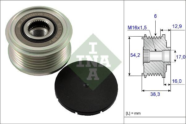 INA 535 0062 10 - Pulley, alternator, freewheel clutch parts5.com