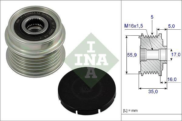 INA 535 0004 10 - Řemenice, generátor parts5.com