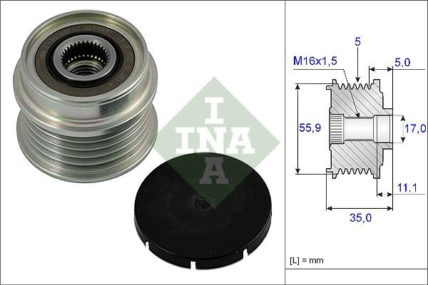 INA 535 0005 10 - Koło pasowe, alternator parts5.com