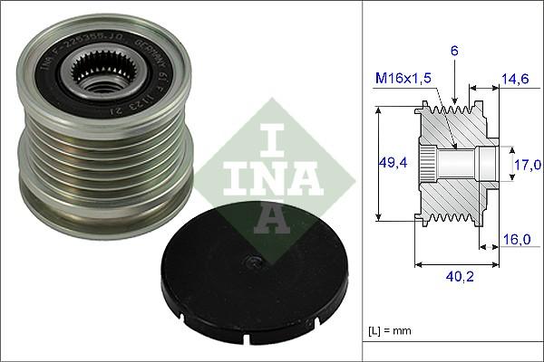 INA 535 0001 10 - Fulie, alternator parts5.com