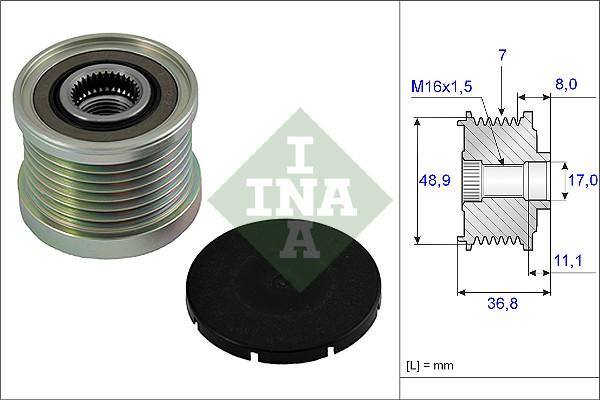 INA 535 0081 10 - Pulley, alternator, freewheel clutch parts5.com