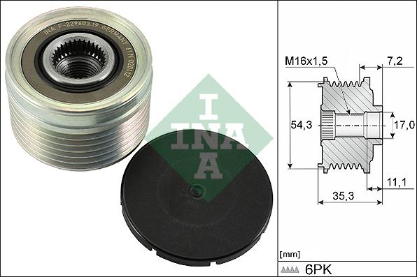 INA 535 0039 10 - Pulley, alternator, freewheel clutch parts5.com