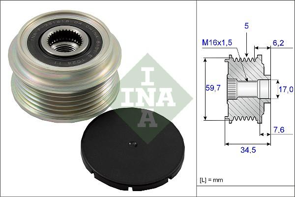 INA 535 0034 10 - Koło pasowe, alternator parts5.com