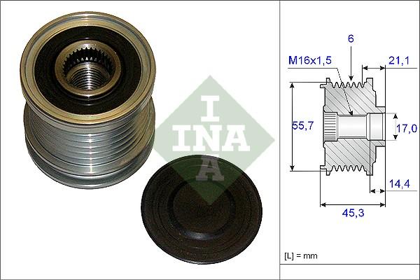 INA 535 0036 10 - Koło pasowe, alternator parts5.com