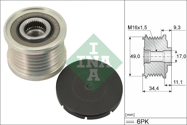 INA 535 0075 10 - Fulie, alternator parts5.com