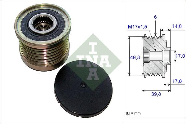 INA 535 0146 10 - Pulley, alternator, freewheel clutch parts5.com