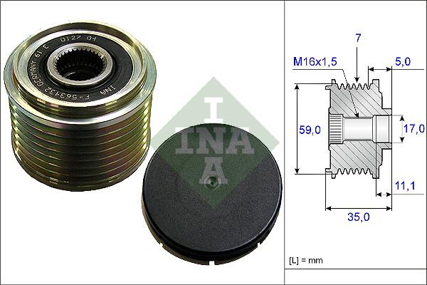 INA 535 0159 10 - Pulley, alternator, freewheel clutch parts5.com