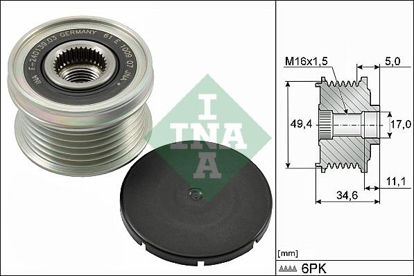 INA 535 0155 10 - Pulley, alternator, freewheel clutch parts5.com