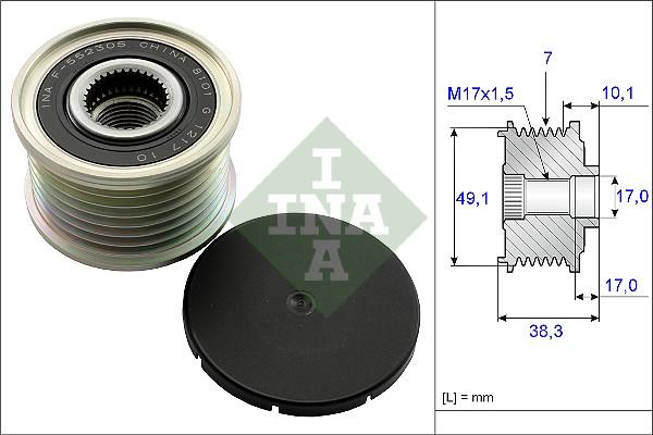 INA 535 0153 10 - Pulley, alternator, freewheel clutch parts5.com