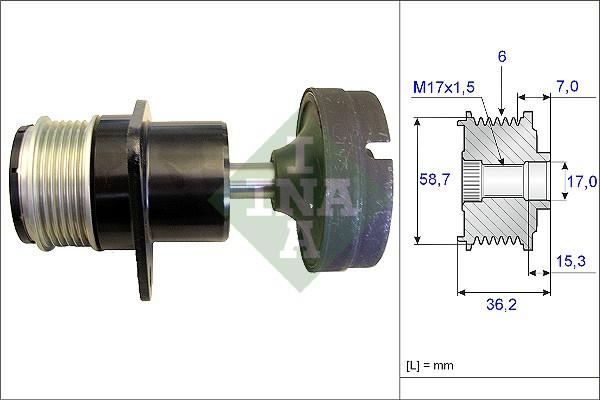 INA 535 0157 10 - Pulley, alternator, freewheel clutch parts5.com