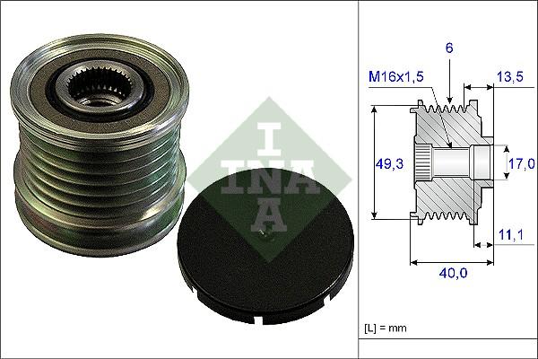 INA 535 0166 10 - Fulie, alternator parts5.com