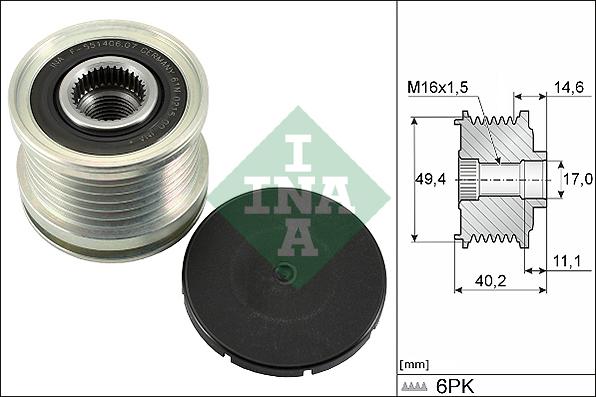 INA 535 0124 10 - Koło pasowe, alternator parts5.com