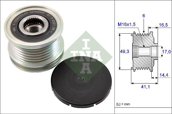 INA 535 0178 10 - Pulley, alternator, freewheel clutch parts5.com