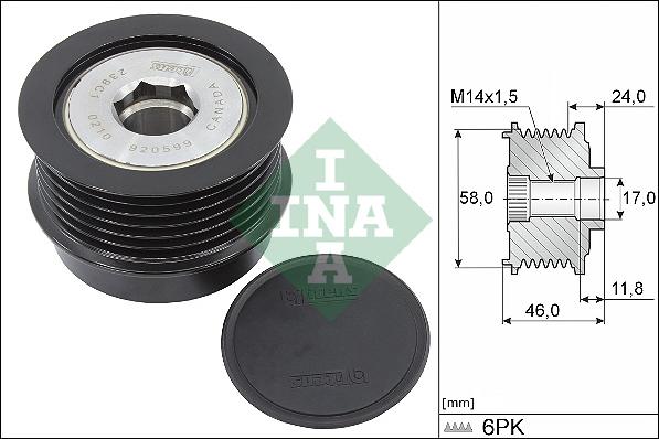 INA 535 0355 10 - Polea, alternador parts5.com