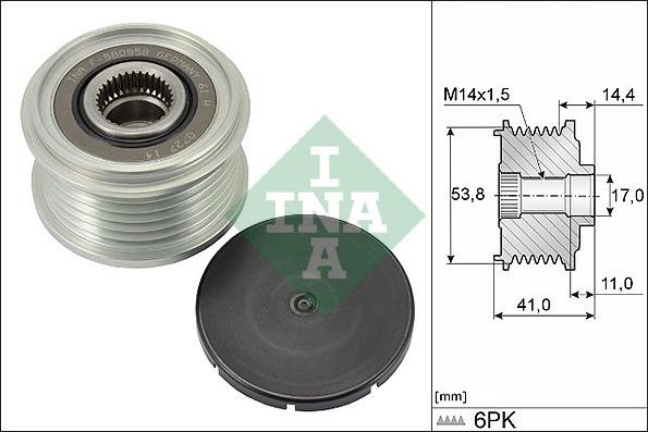 INA 535 0304 10 - Polea, alternador parts5.com